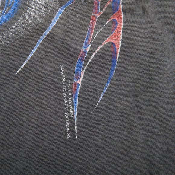 Judas Priest Original Vintage 1991 Painkiller Thrashed Tour T-Shirt Metal Size L - Picture 11 of 13